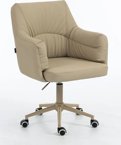 HR840K Scaun Crem Piele Ecologica Premium Soft cu Bază Crem