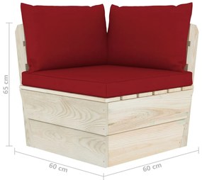 Canapea gradina din paleti, 2 locuri, cu perne, lemn de molid Bordo, Canapea cu 2 locuri, 1