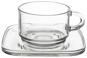 Orion Set de căni din sticlă cu farfuriuțe Cozy 6buc., 0,27 ml, 270 ml