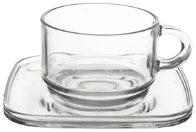 Orion Set de căni din sticlă cu farfuriuțe Cozy 6buc., 0,27 ml, 270 ml