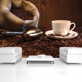 Fototapet - Sac plin cu boabe de cafea (254x184 cm)