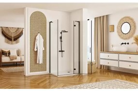 Cabina de dus dreptunghiulara Rea Hugo cu usa batanta 90x80 cm negru