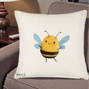 Perna Decorativa Buburuza pe Trifoi cu Patru Foi, 40x40 cm, Crem Reliefat, Husa Detasabila, Perna Inclusa, BEKZ®