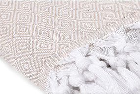 Cuvertură din bumbac pentru pat dublu Galina Beige White, 220 x 240 cm, bej deschis