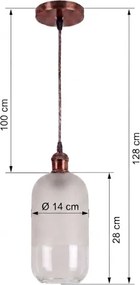 Brilagi - Pendul LED suspendat pe cablu RETRO GLASS 1xE27/60W/230V Ø 14 cm cupru/alb