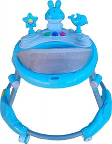 Premergator reglabil in 6 trepte de inaltime NOVOKIDS™ Happy Bunny, Cu melodii si lumini, Pliabil, Max 20 kg, Roti silentioase, Model Iepuras,