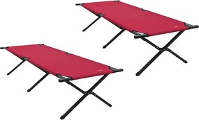 vidaXL Pat pliabil pentru camping Manual 2 pcs Roșu 210 x 80 x 46 cm