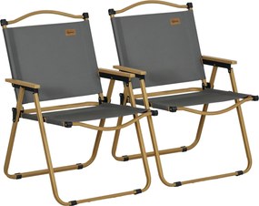 Outsunny Set 2 Scaune de Camping Pliabile cu Cotiere, 54x59x78 cm, Gri Închis | Aosom Romania
