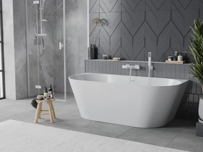 Mexen Oval Slim cadă de baie de sine stătătoare, montată pe perete 170 x 80 cm, albă, preaplin alb - 52661708000-20