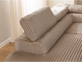 Colțar maro cu tapițerie din catifea reiată (cu colț pe partea stângă/în formă de ”L”) Marbeya – Ropez