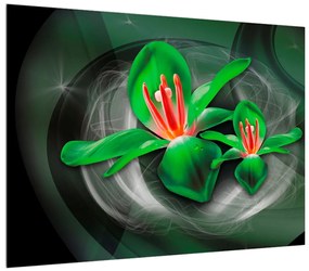 Tablou modern cu flori verzi (70x50 cm), în 40 de alte dimensiuni noi