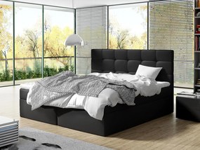 Pat matrimonial Boxspring 180 cm Cinara (piele ecologică soft 011 (Negru). 1054111