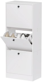 HOMCOM Șifonier pentru pantofi, raft pentru pantofi, 3 sertare pliante, reglabil, placă de furnir, Alb | Aosom Romania