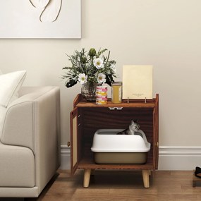 PawHut Mobilier nisip pentru pisici masă auxiliară cu uși cu covorașe din sisal pentru salon dormitor 55x43x59,6 cm Măsliniu | Aosom Romania