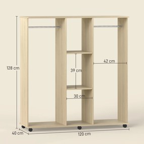HOMCOM Dulap cu 5 Rafturi și 6 Roți, 120x40x128 cm, Negru | Aosom Romania