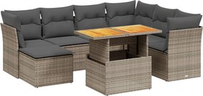 vidaXL Set canapele de grădină cu perne, 8 piese, gri, poliratan