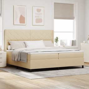 vidaXL Pat cu saltea și LED Crem 200x200 cm