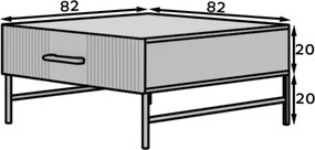Masuta de cafea cu sertar RAFTT 82x40 cm, negru