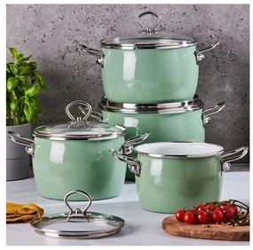 Set oale Balbina green, emailate, 8 piese, cu inductie