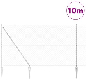 vidaXL Împrejmuire din plasă cu stâlpi Argintiu 1.5 x 10 m Oțel