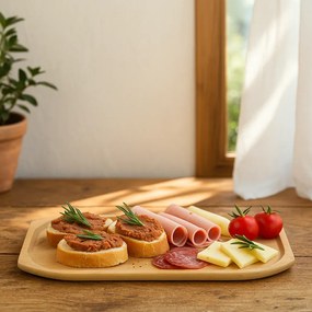 Platou din lemn de fag pentru servit, cu 1 compartiment, 43,5x22x2,2 cm