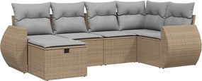 vidaXL Set canapele de grădină, 6 piese, cu perne, bej, poliratan