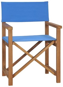 Scaun de regizor, albastru, lemn masiv de tec 1, Albastru