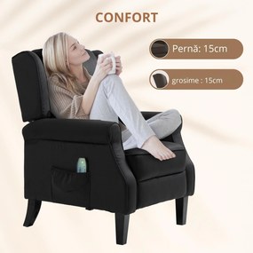 Fotoliu de Relaxare cu Masaj și Încălzire HOMCOM, Reclinabil, cu Telecomandă, 78x83x101cm, Negru | Aosom Romania