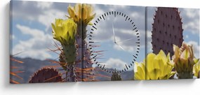 Tablou cu floarea de cactus Opunție (cu ceas) (90x30 cm)