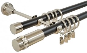 Galerie dubla duo xantos 19 mm negru inox (Alege marime: 160 cm)