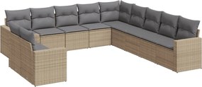 vidaXL Set canapele de grădină cu perne, 11 piese, bej, poliratan