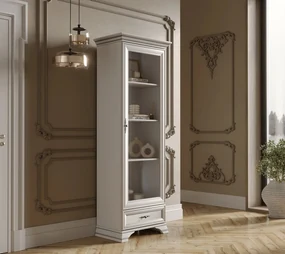 Vitrina Idento, 1 Usa 1 Sertar, H 210 CM, MDF Alb Alpin