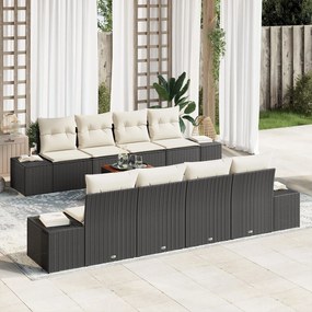 vidaXL Set de canapele pentru grădină cu pernă 9 pcs Negru Rattan poli