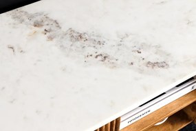 Comoda TV lemn de mango, marmura alba TRES CHIC 140cm