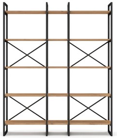 Etajeră negru/natural cu aspect de lemn de stejar 144x175 cm Dusan – Marckeric