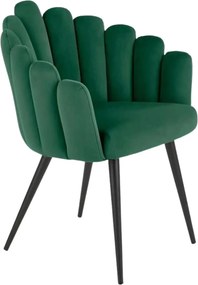 Scaun tapitat K410, verde/negru, stofa catifelata/metal, 65x62x85 cm