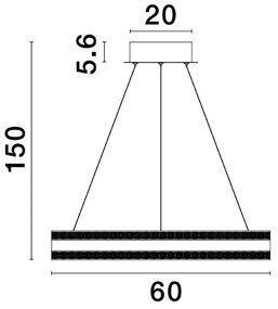 Lustra LED suspendata, dimabila, design modern Agos auriu 60cm