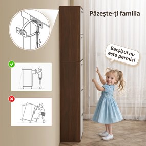 HOMCOM Dulap pentru Pantofi cu 5 Sertare pentru 30 Perechi de Pantofi,  60x28x189 cm, Maro | Aosom Romania