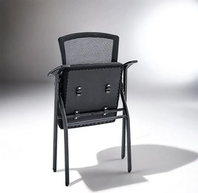 Scaun conferință negru HRC 603 pliabil cu măsuță rabatabilă și mesh