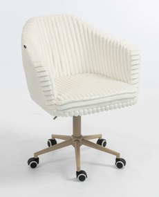 HR832K Scaun Alb Teddy Cord cu Bază Crem