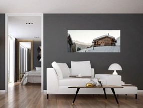 Tablou - cabana montană în zăpadă (120x50 cm)