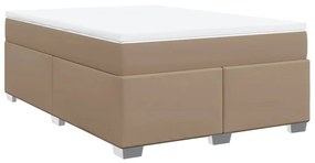 3285220 vidaXL Pat box spring cu saltea, cappuccino, 160x200cm piele ecologică