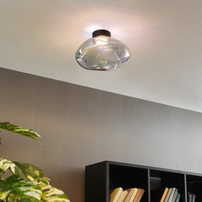Plafonieră de design neagră cu sticlă curcubeu - Gemma