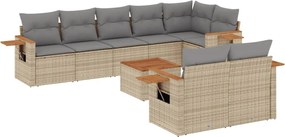 vidaXL Set canapele de grădină, 9 piese, cu perne, bej, poliratan