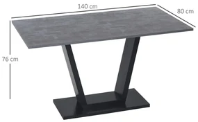 Masa HOMCOM pentru 4-6 Persoane, Blat Efect Marmura, Baza din Oțel, 140x80x76cm, Design Elegant | Aosom Romania