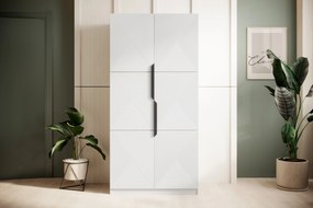 Dulap Asha 100 cm și mânere metalice - alb mat / mânere negre