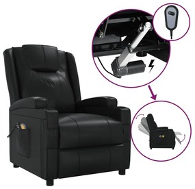 3073795 vidaXL Fotoliu de masaj rabatabil electric, negru, piele ecologică