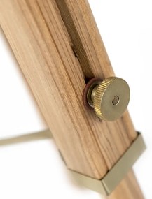 Lampă de podea rustică trepied lemn cu alamă antică - Cortin