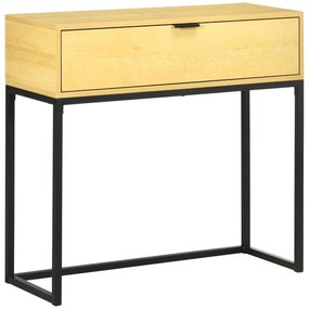 Consola pentru hol cu sertar, masa consola din lemn cu picioare din otel, 80x30x76cm, lemn si negru HOMCOM | Aosom RO