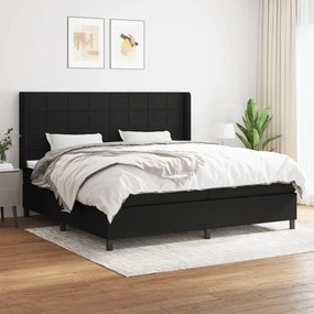 vidaXL Pat box spring cu saltea, negru, 200x200 cm, textil